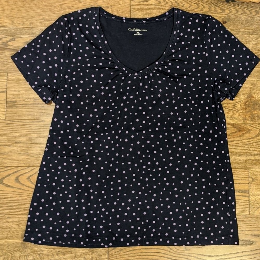 Croft & Barrow Blue & Lavender Polka Dot Shirt XL